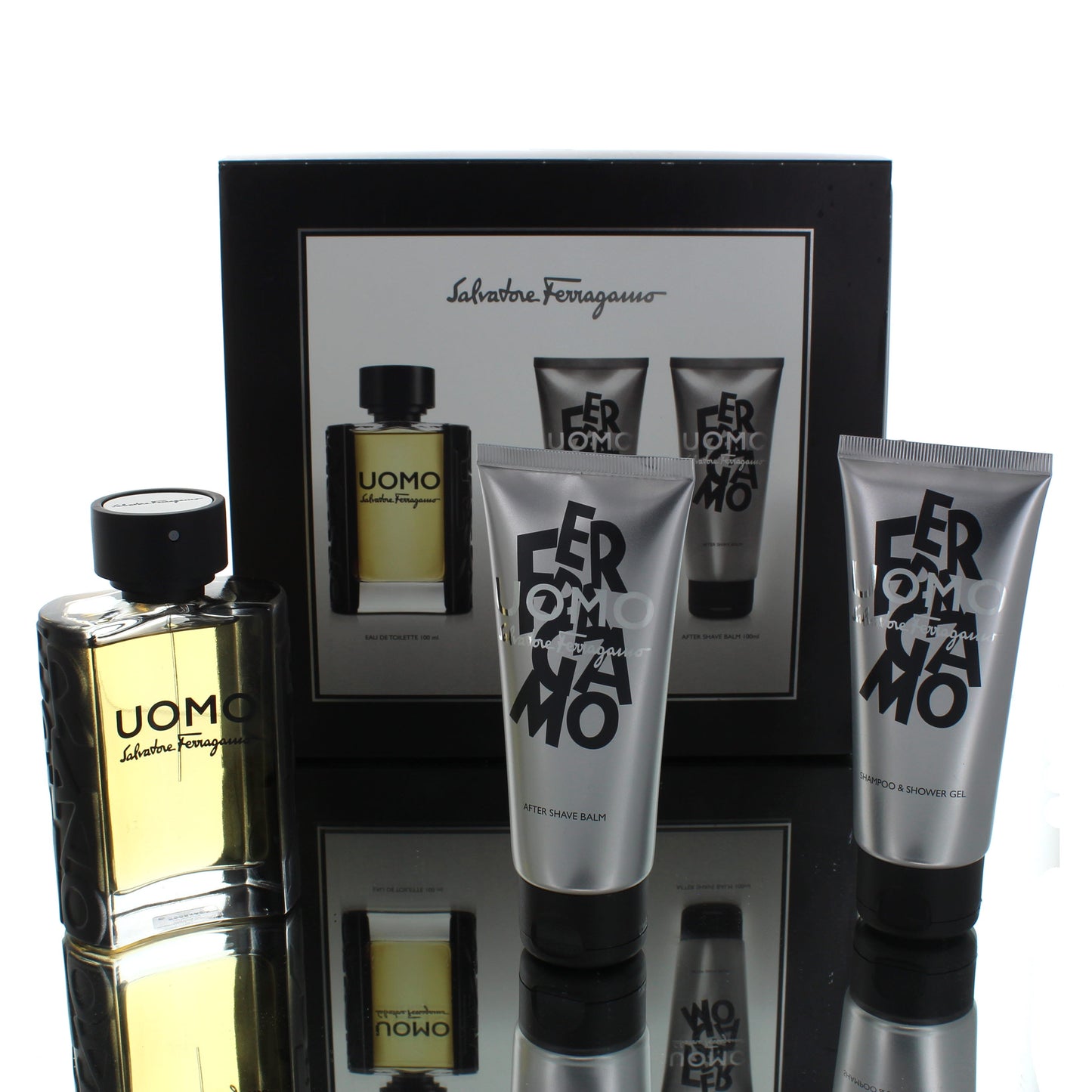 Uomo by Salvatore Ferragamo For Man Eau De Toilette Perfume Gift Set