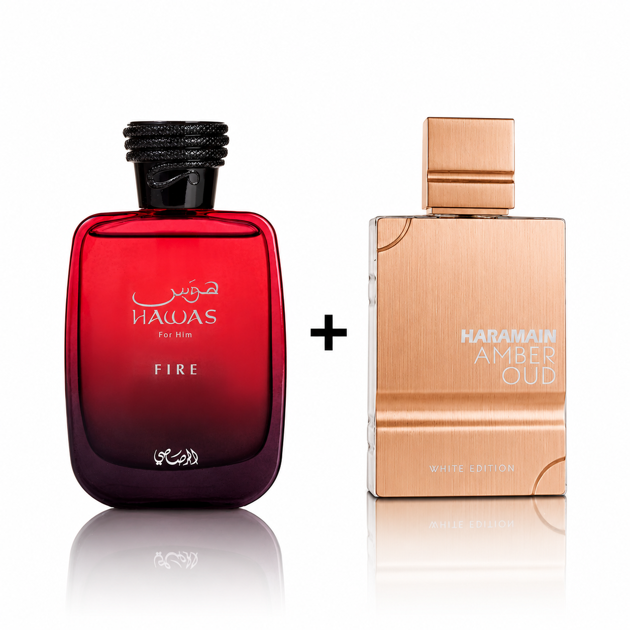 Duo Drop - Rasasi Hawas Fire + Al Haramain Amber Oud White Edition EDP (Final Sale)