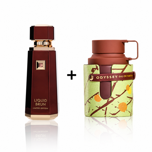 Duo Drop:  Fragrance World Liquid Brun Extrait Limited Edition + Armaf Odyssey Dubai Chocolate (Final Sale)
