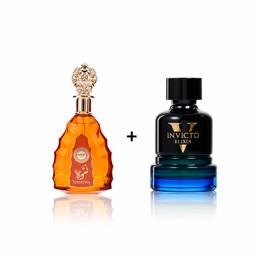 Duo Drop - Fragrance World Invicto Victorious Elixer + Arabiyat Prestige Nashwa (Final Sale)
