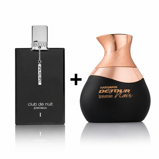 Duo Drop: Armaf Club De Nuit Precieux I + Al Haramain Detour Noir Intense (Final Sale)