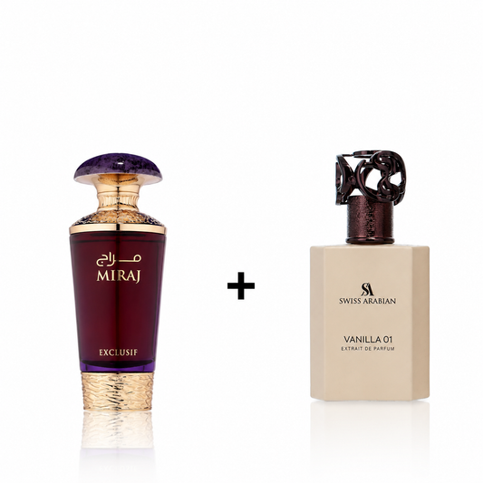 Duo Drop: Swiss Arabian Vanilla 01 + Fragrance World Miraj Exclusif (Final Sale)